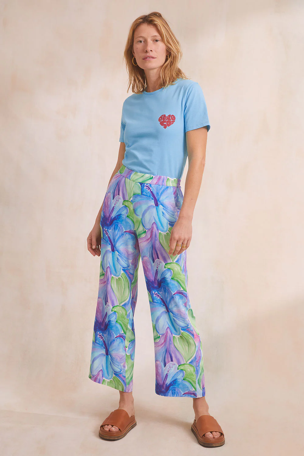 Pantalon fluide Hibiscus Azur - Image 4